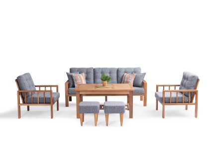 Nova Ahşap Balkon Takımı ( 3+1+1+masa+2 puf )